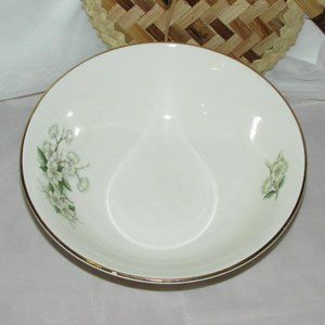 Georgian China Spring Blossom Round Serving Bowl Floral Cottagecore